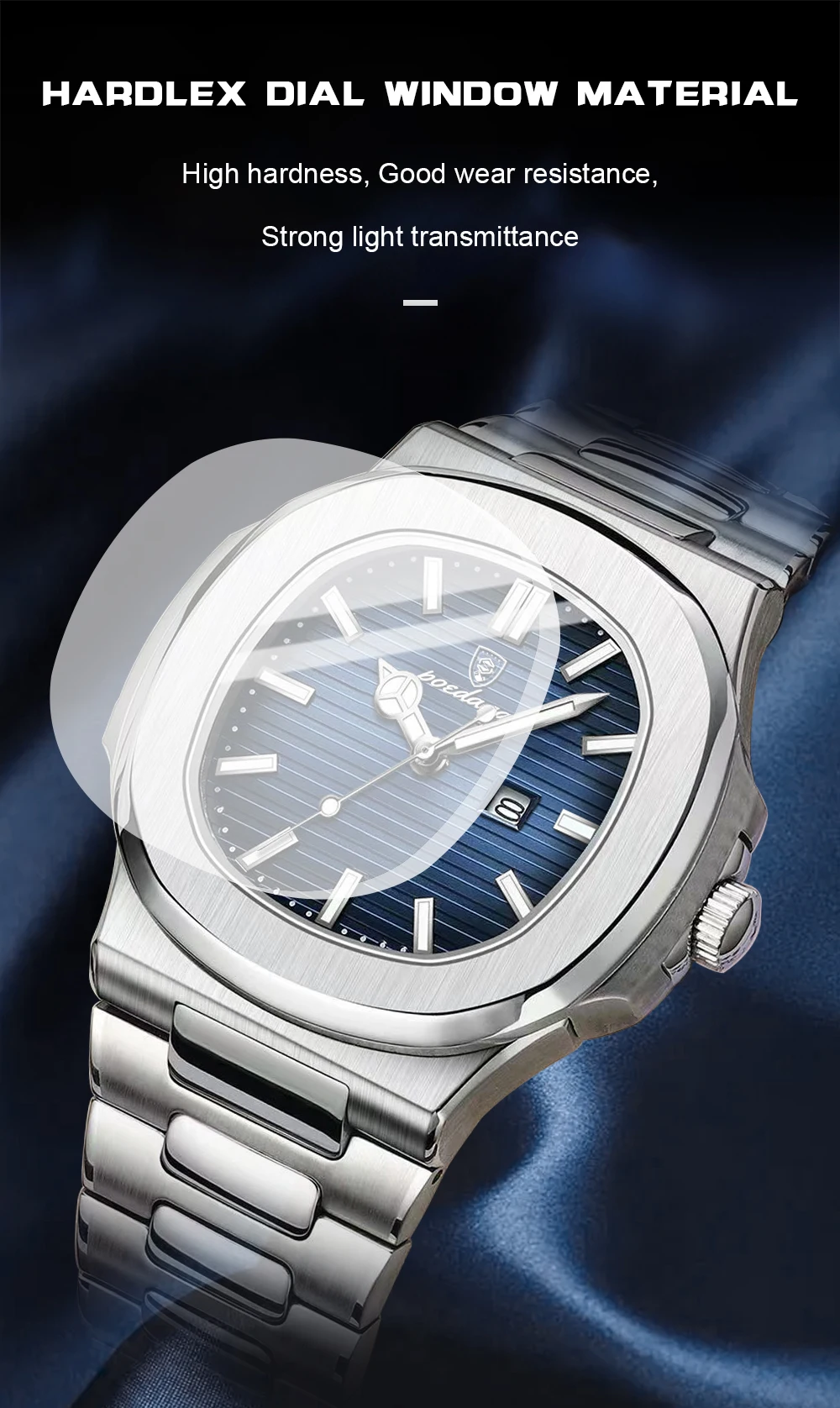 POEDAGAR Casual Couple Watch Waterproof Luminous Date Stainless Steel Love Wristwatch Square Quartz Watches for Boyfriend Reloj
