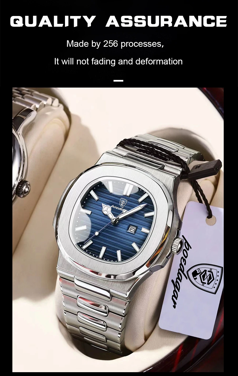 POEDAGAR Casual Couple Watch Waterproof Luminous Date Stainless Steel Love Wristwatch Square Quartz Watches for Boyfriend Reloj