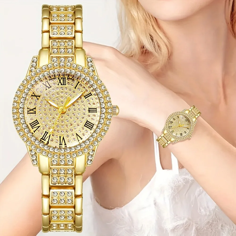 5pcs Luxury Women's Quartz Watch and Jewelry Set Quartz Movement, Elegant Women's Watch for Women, Holiday Gifts for Women