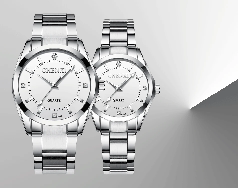 CHENXI 021B Couple's Watch Luxury Fashion Alloy Steel Quartz Watch For Ladies Casual Bracelet Waterproof Diamond Watches Gifts