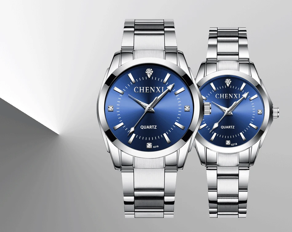 CHENXI 021B Couple's Watch Luxury Fashion Alloy Steel Quartz Watch For Ladies Casual Bracelet Waterproof Diamond Watches Gifts