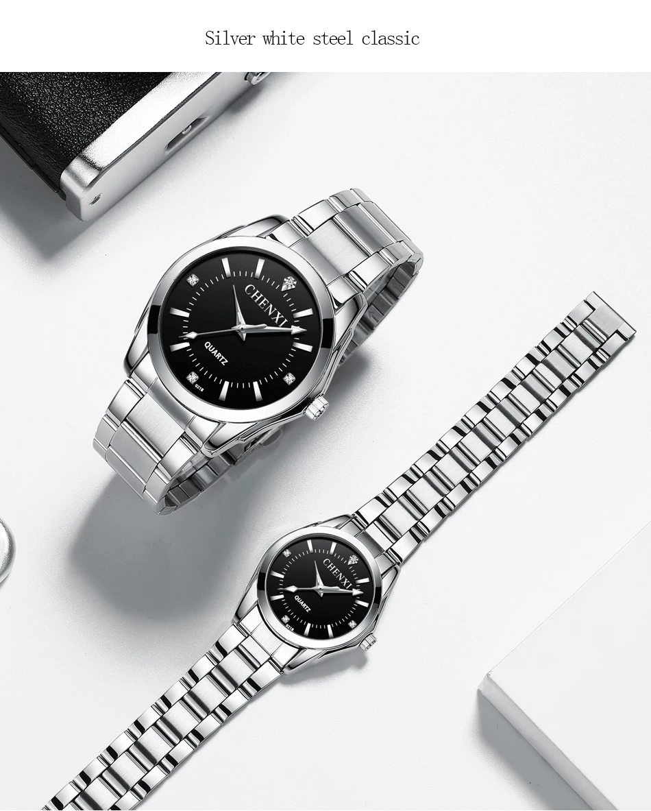 CHENXI 021B Couple's Watch Luxury Fashion Alloy Steel Quartz Watch For Ladies Casual Bracelet Waterproof Diamond Watches Gifts