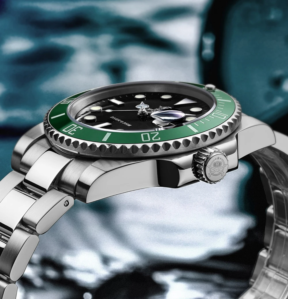 ADDIESDIVE Stainless Steel Watch Men's European and American Business Casual Quartz Watch 200M Waterproof Outdoor Analog Watches