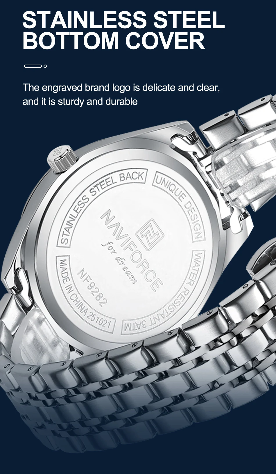 NAVIFORCE Quartz Lover Watches Calendar Display 3ATM Waterproof Stainless Steel Strap Fashion Luxury Wristwatch for Couple Gifts