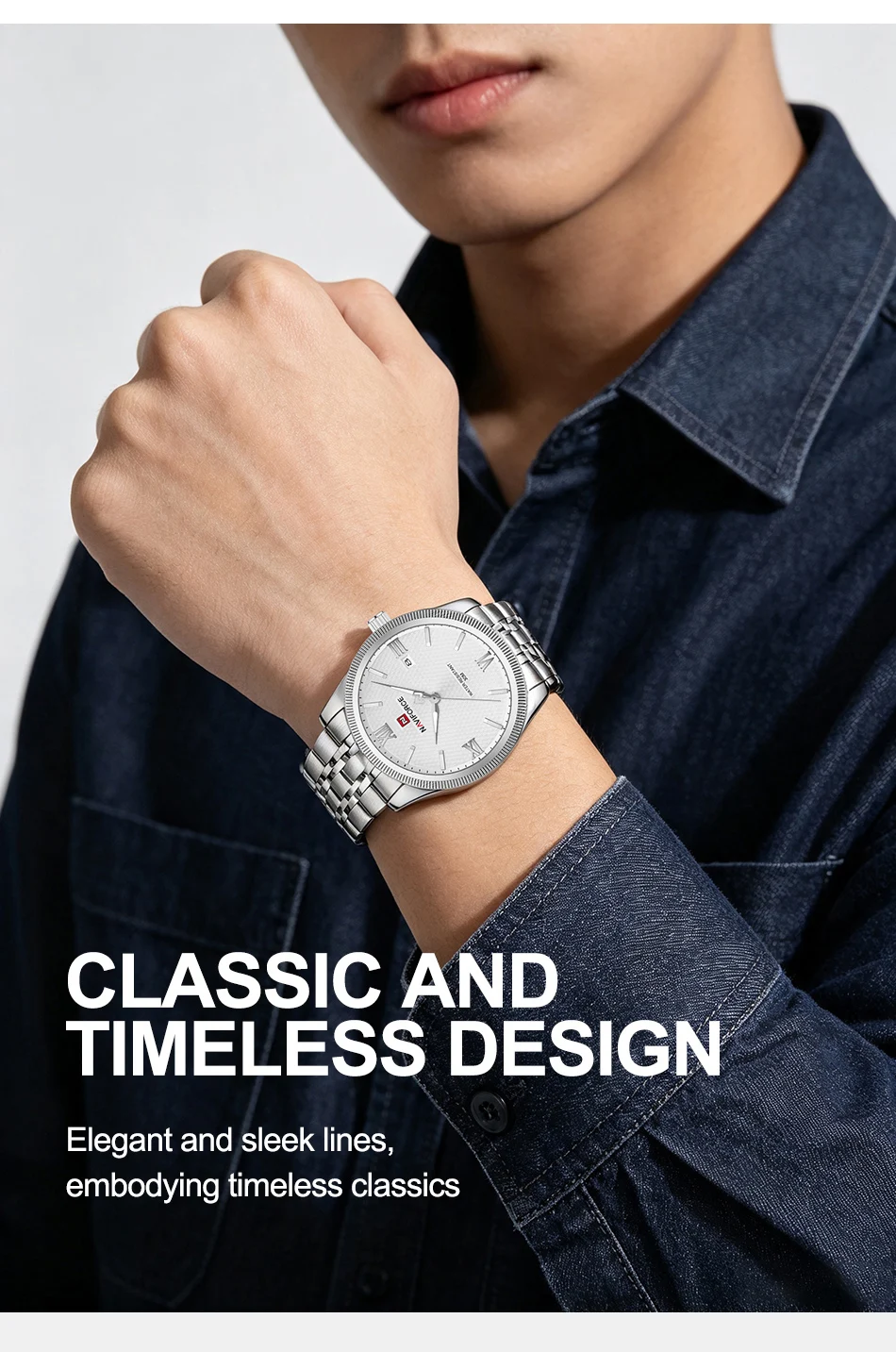 NAVIFORCE Quartz Lover Watches Calendar Display 3ATM Waterproof Stainless Steel Strap Fashion Luxury Wristwatch for Couple Gifts
