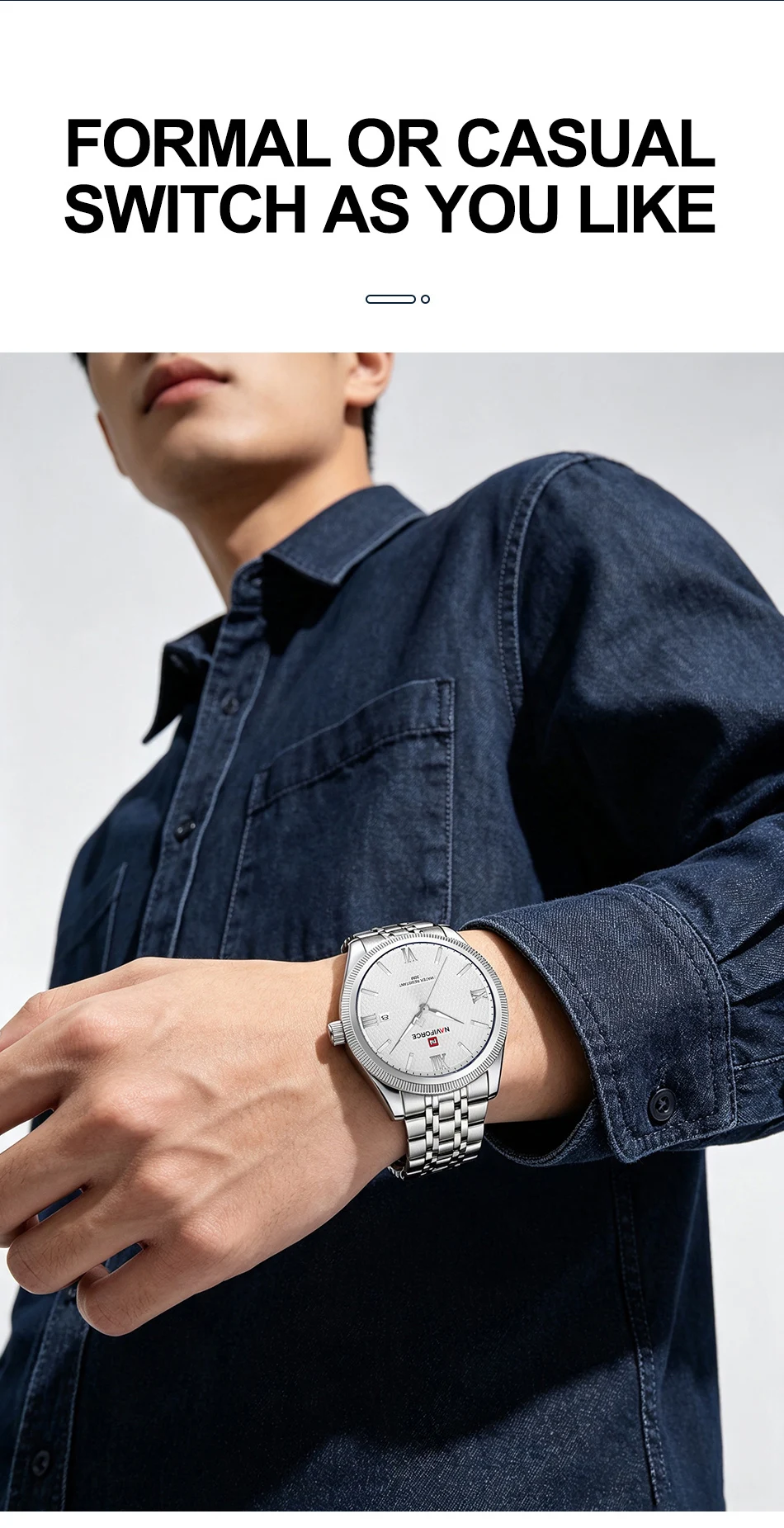 NAVIFORCE Quartz Lover Watches Calendar Display 3ATM Waterproof Stainless Steel Strap Fashion Luxury Wristwatch for Couple Gifts