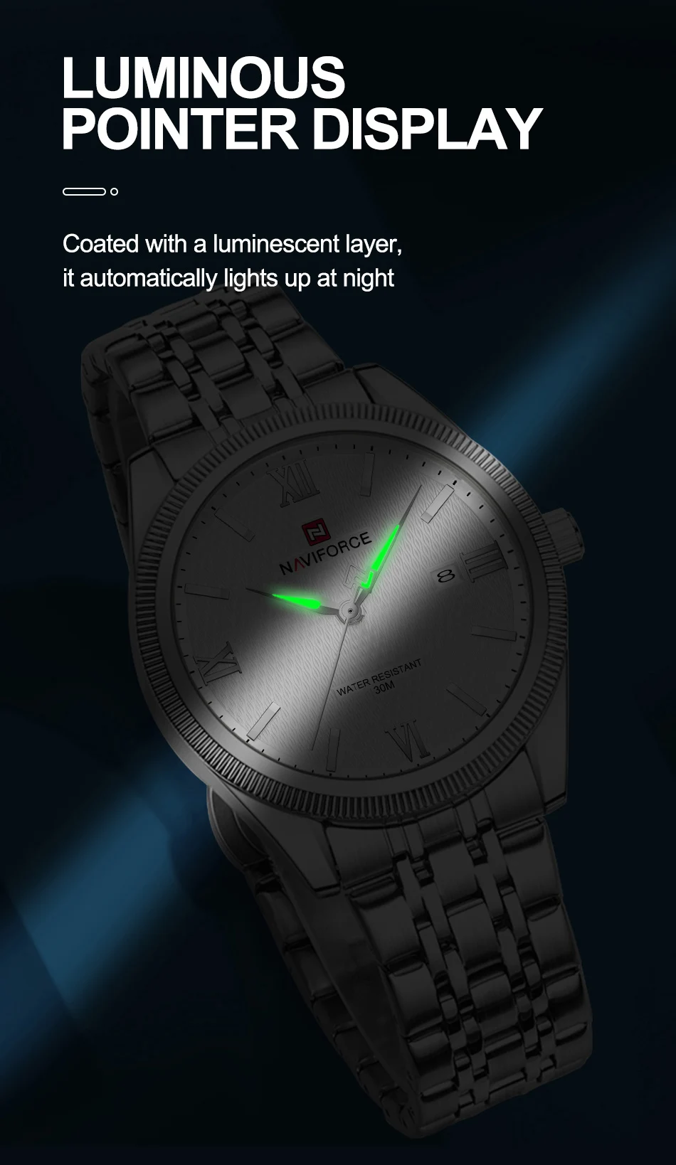 NAVIFORCE Quartz Lover Watches Calendar Display 3ATM Waterproof Stainless Steel Strap Fashion Luxury Wristwatch for Couple Gifts