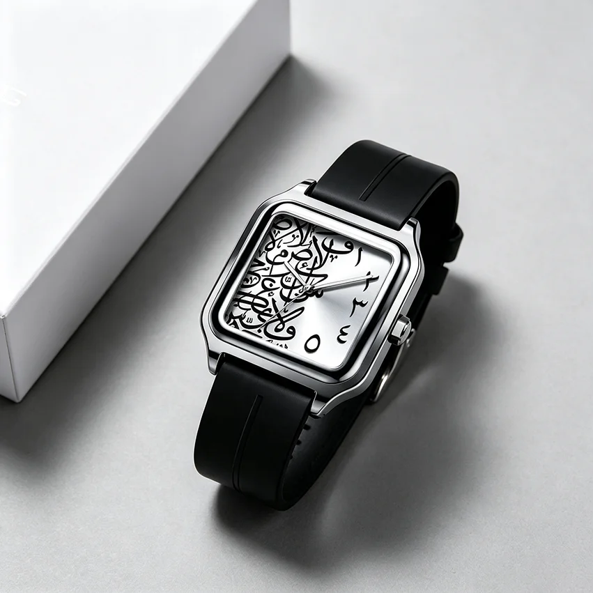 Sabr Arabic Numeral Watch 3ATM Waterproof Alloy Case Men's Quartz Wristwatch Silicone Strap Magnetic Buckle Women Business Watch