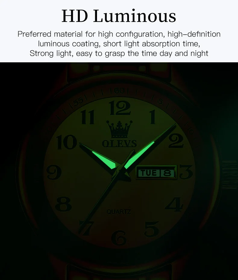 OLEVS New Fashion Couple Watch for Men Women Luxury Stainless Steel Waterproof Quartz Watches Week Calendar Lovers Wristwatch