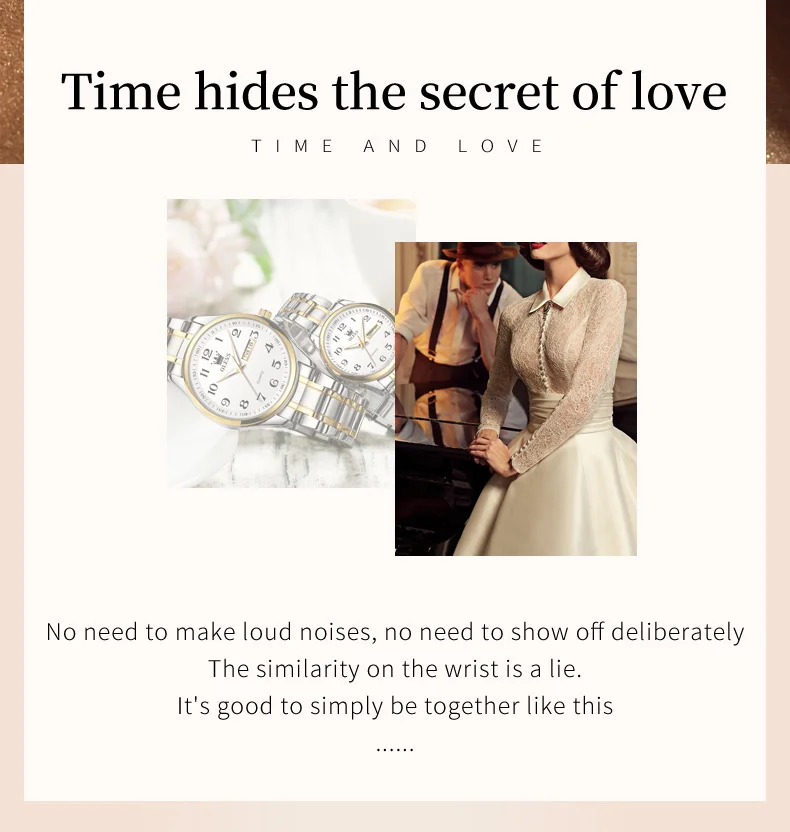 OLEVS New Fashion Couple Watch for Men Women Luxury Stainless Steel Waterproof Quartz Watches Week Calendar Lovers Wristwatch
