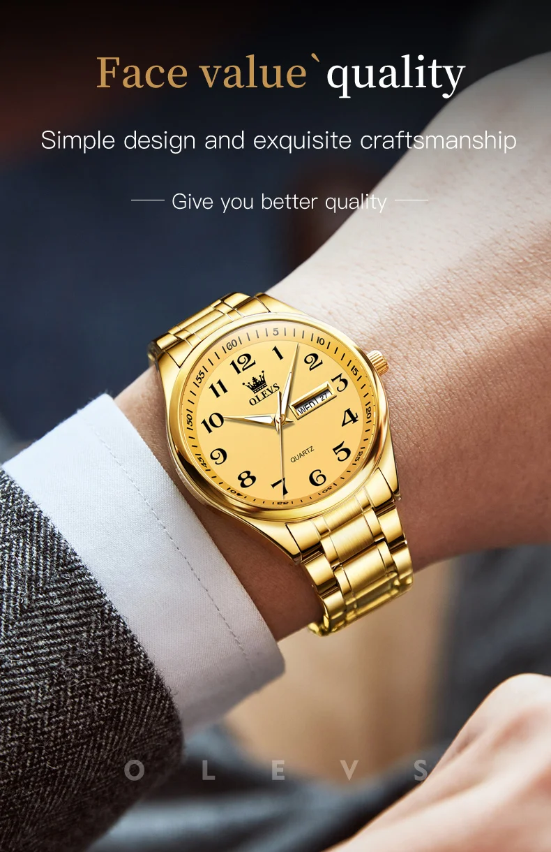 OLEVS New Fashion Couple Watch for Men Women Luxury Stainless Steel Waterproof Quartz Watches Week Calendar Lovers Wristwatch