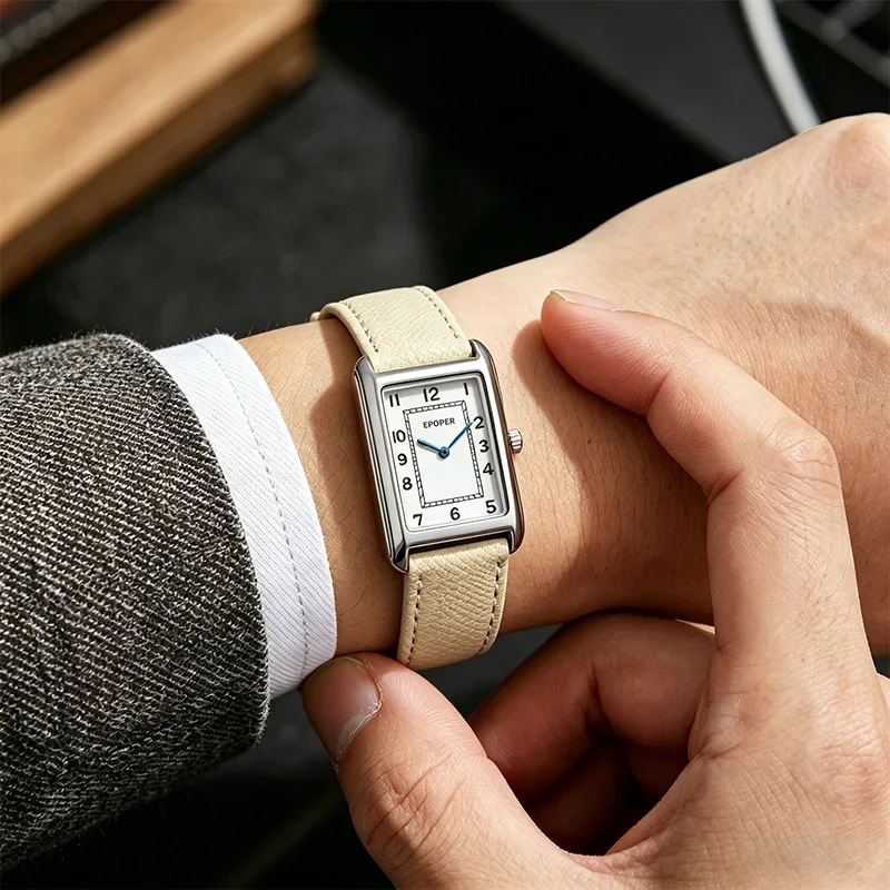 Couple Watch for Men Women Vintage Reloj Mujer Quartz Wristwatch Male Female Ladies Orologio Business Man Rectangle Shaped Clock