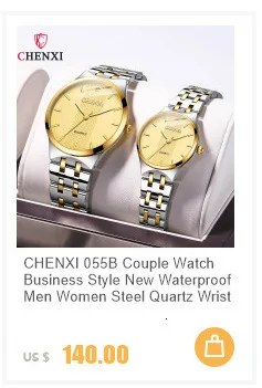 CHENXI 039 Couple Exquisite Watch Quartz Top Brand Luxury Fashion Stainless Steel Silver White Male and Female Couple Watch Gift