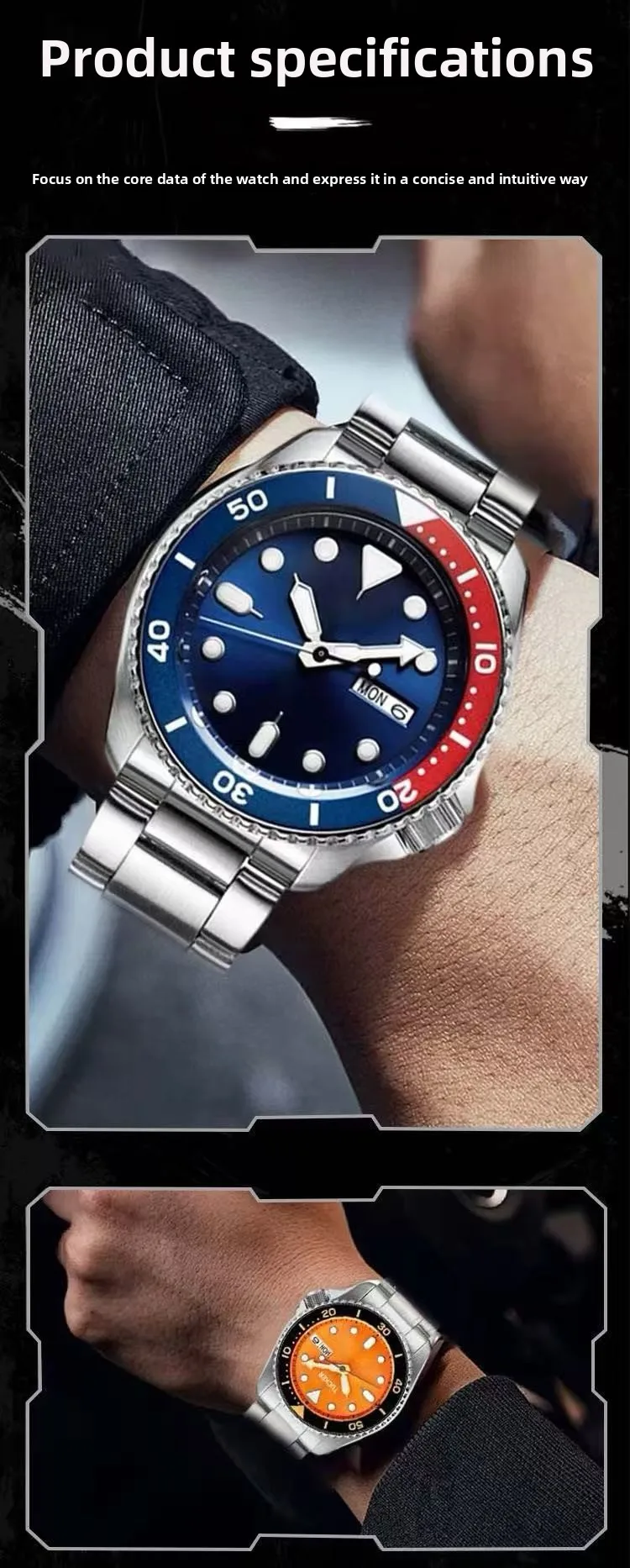 Mens Fashion Quartz Watch Steel Belt Luminous Calendar Business Classic Style