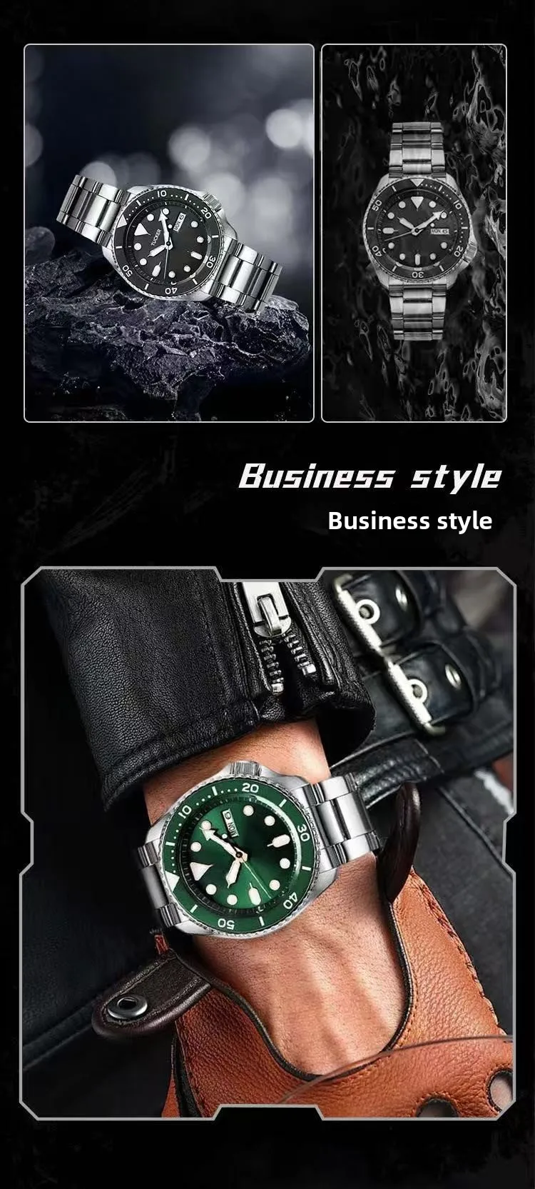 Mens Fashion Quartz Watch Steel Belt Luminous Calendar Business Classic Style