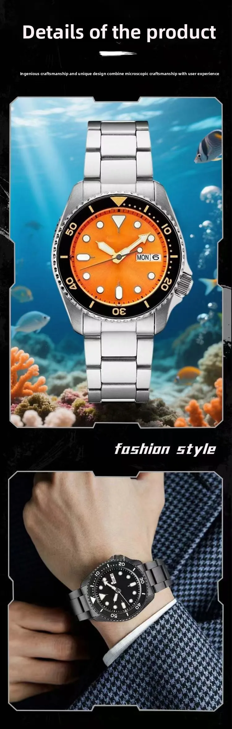 Mens Fashion Quartz Watch Steel Belt Luminous Calendar Business Classic Style