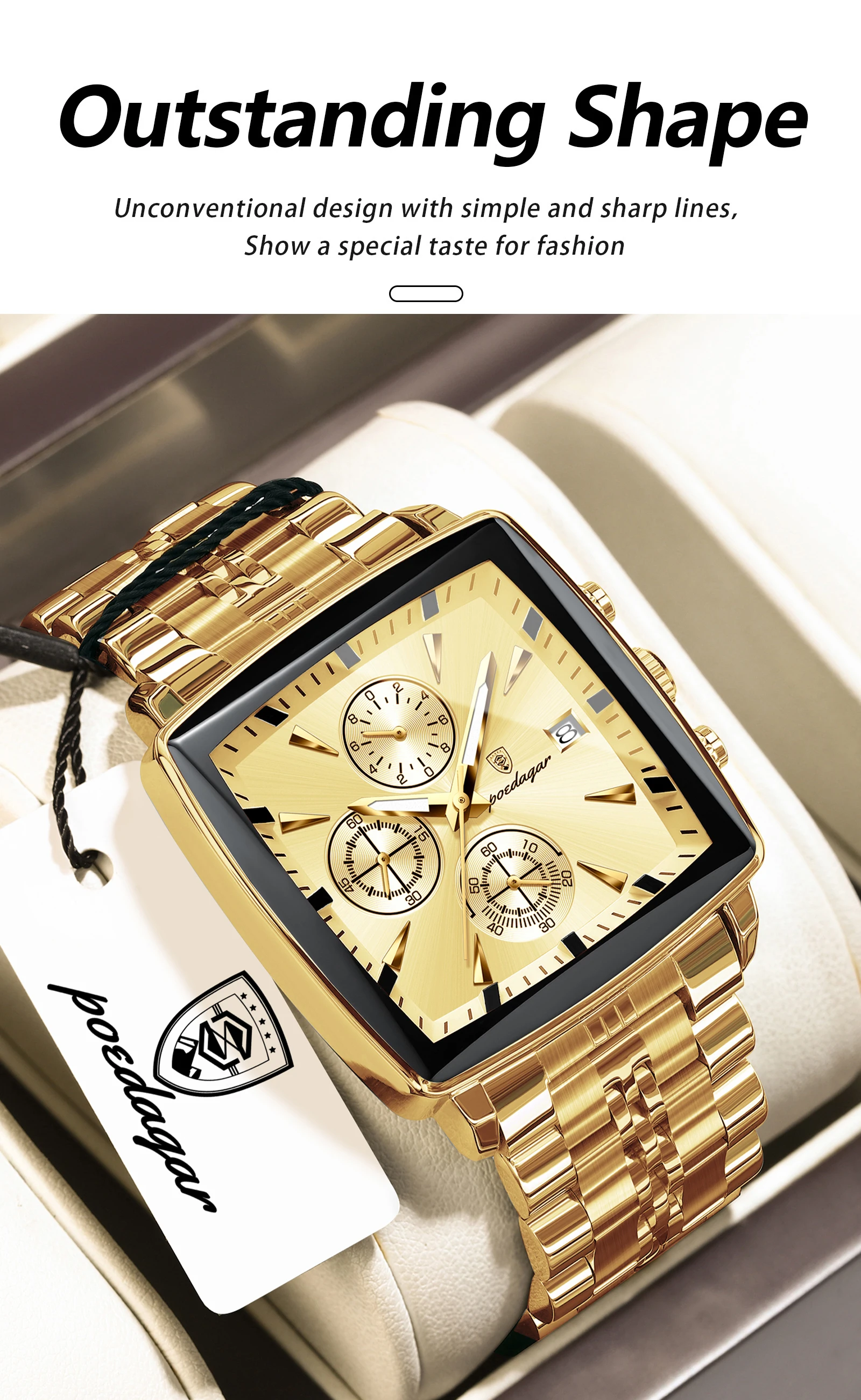 POEDAGAR Fashion Love Wristwatch Chronograph Date Stainless Steel Men Clock For Husband Waterproof Luminous Men's Quartz Watches