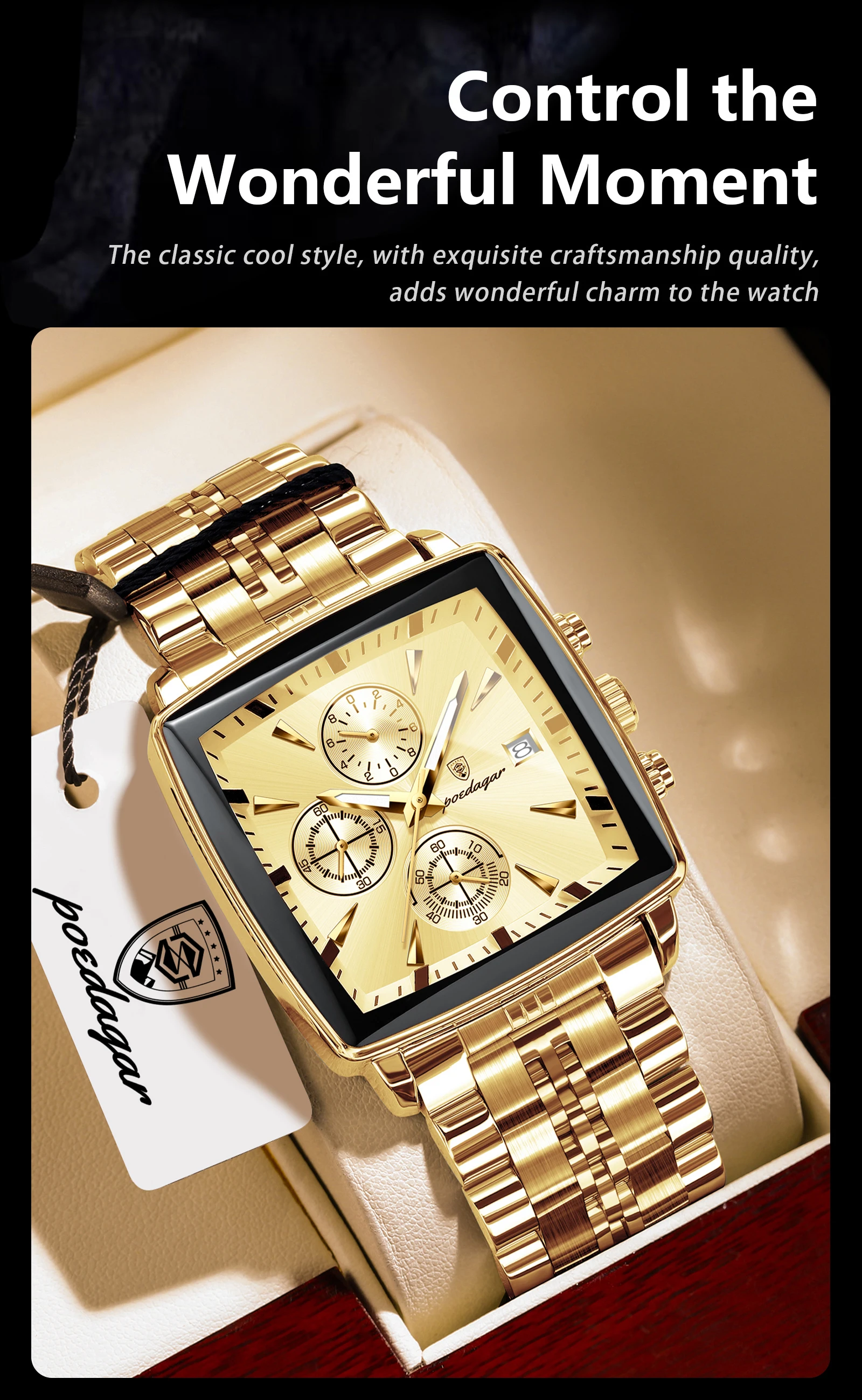 POEDAGAR Fashion Love Wristwatch Chronograph Date Stainless Steel Men Clock For Husband Waterproof Luminous Men's Quartz Watches