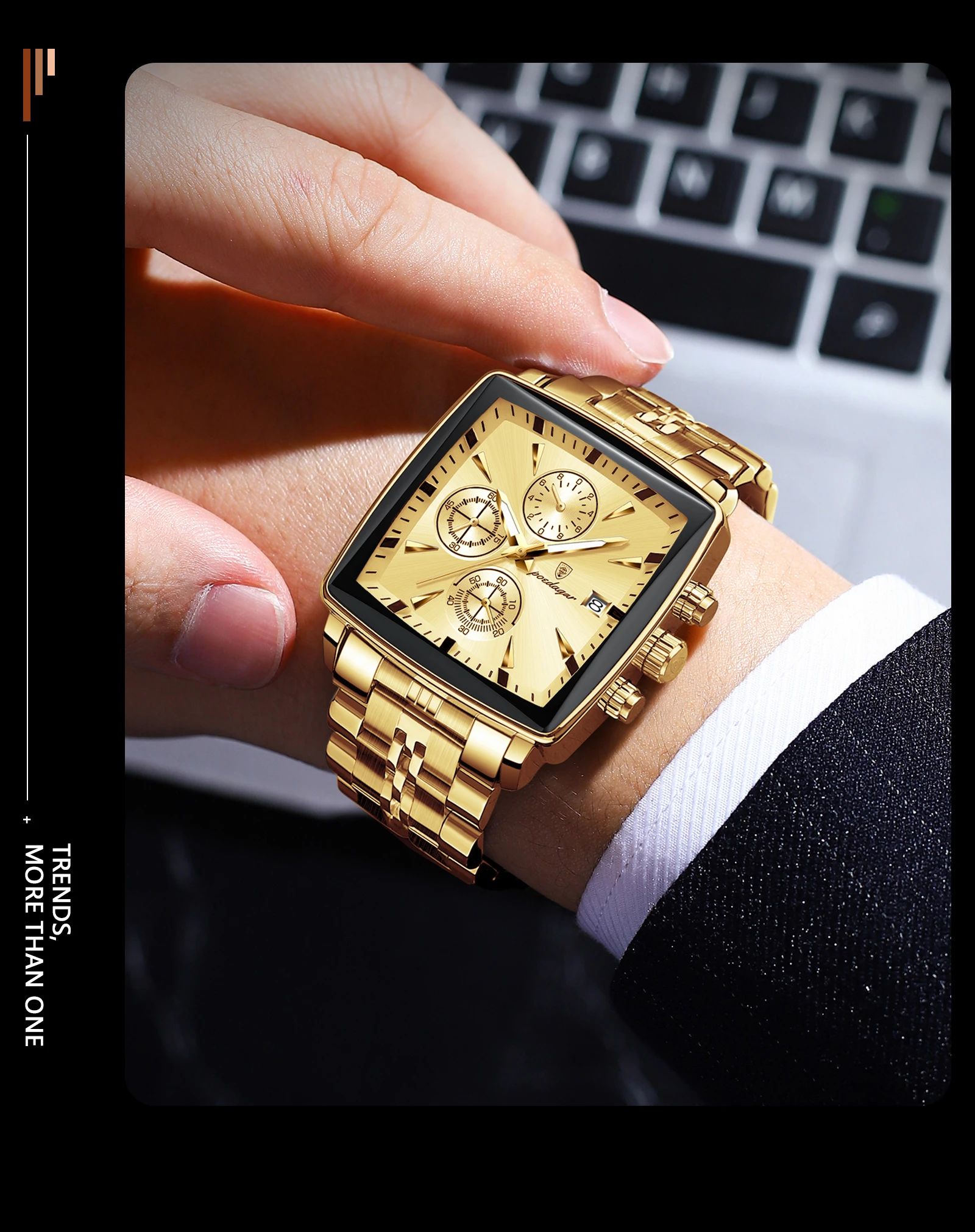 POEDAGAR Fashion Love Wristwatch Chronograph Date Stainless Steel Men Clock For Husband Waterproof Luminous Men's Quartz Watches