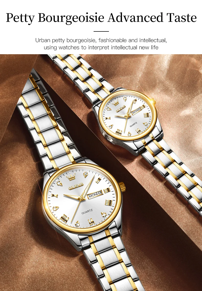 OLEVS 5563 Couple Watches Luxury Original Fashion Brand Waterproof Luminous Quartz Watch Dual Calendar Design For Date Sport