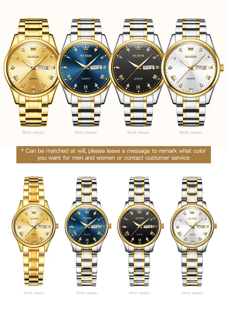 OLEVS 5563 Couple Watches Luxury Original Fashion Brand Waterproof Luminous Quartz Watch Dual Calendar Design For Date Sport