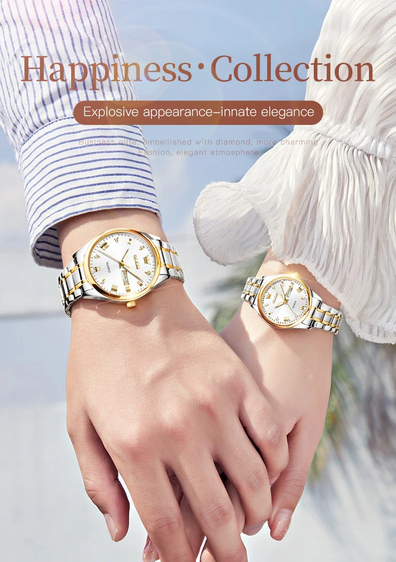 OLEVS 5563 Couple Watches Luxury Original Fashion Brand Waterproof Luminous Quartz Watch Dual Calendar Design For Date Sport