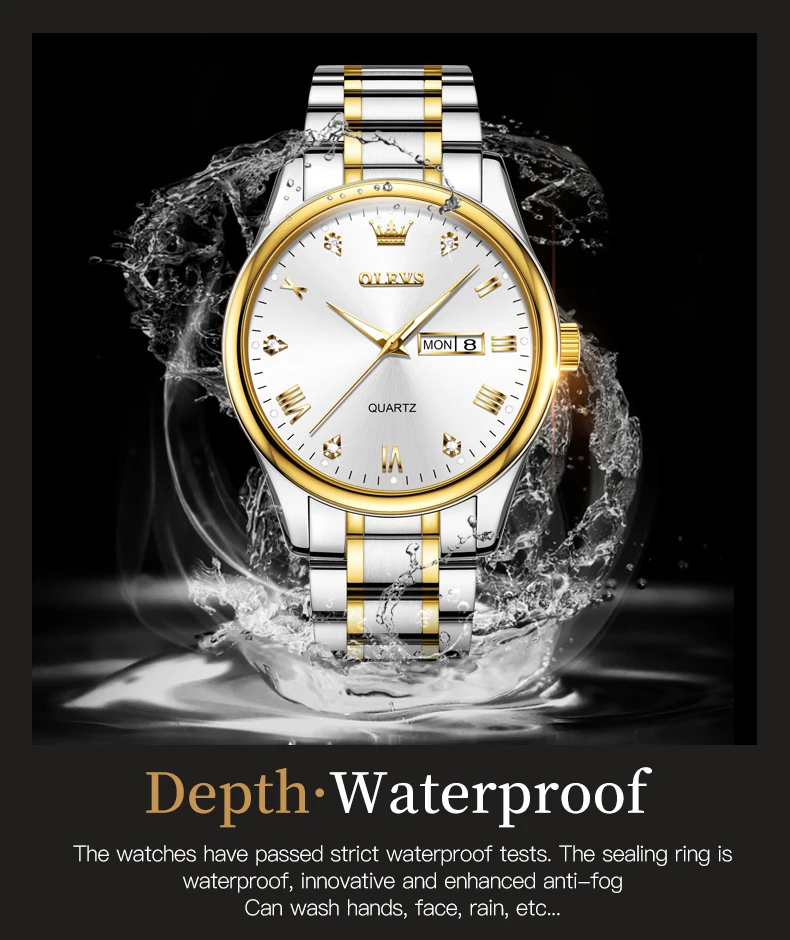 OLEVS 5563 Couple Watches Luxury Original Fashion Brand Waterproof Luminous Quartz Watch Dual Calendar Design For Date Sport