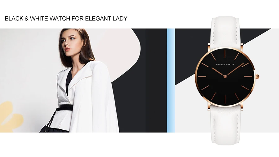 HANNAH MARTIN Quartz Watch 3Pc Wholesale (OEM/ODM) Factory Original 40mm Quartz Fashion Black Leather Unisex Watch Dropshipping