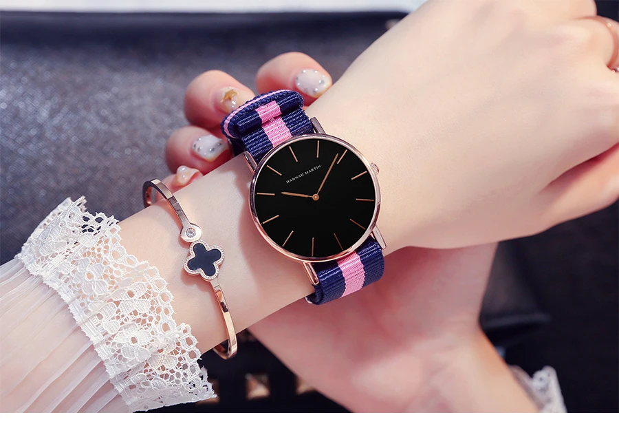 HANNAH MARTIN Quartz Watch 3Pc Wholesale (OEM/ODM) Factory Original 40mm Quartz Fashion Black Leather Unisex Watch Dropshipping