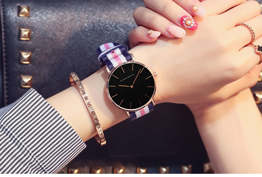 HANNAH MARTIN Quartz Watch 3Pc Wholesale (OEM/ODM) Factory Original 40mm Quartz Fashion Black Leather Unisex Watch Dropshipping