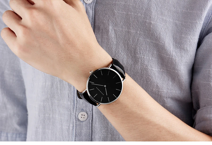 HANNAH MARTIN Quartz Watch 3Pc Wholesale (OEM/ODM) Factory Original 40mm Quartz Fashion Black Leather Unisex Watch Dropshipping
