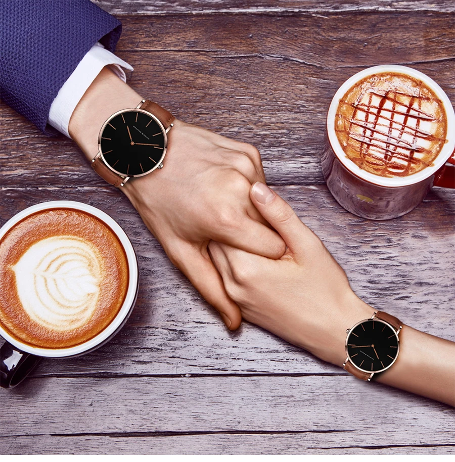 HANNAH MARTIN Quartz Watch 3Pc Wholesale (OEM/ODM) Factory Original 40mm Quartz Fashion Black Leather Unisex Watch Dropshipping