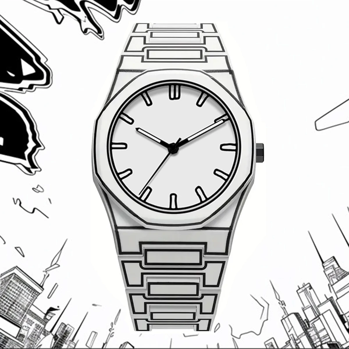 2026 New Quartz Watch with Silicone Material and Comic Design, Featuring Classic Anime Lines, a Men's Sports Watch