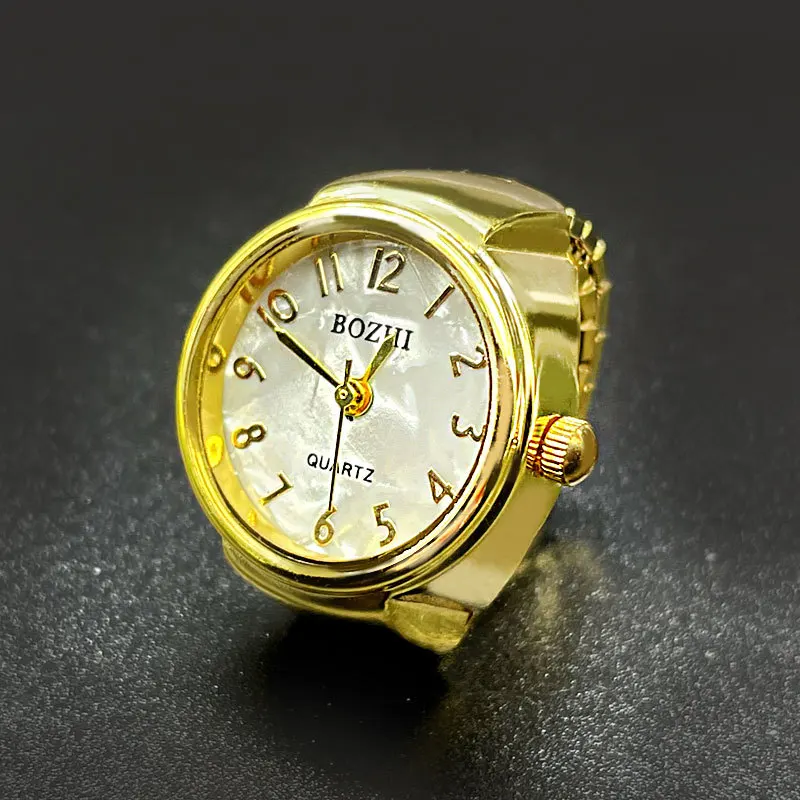 Finger Watches Selling Round Golden Silvery Quartz Men's And Women's Simple Ring Watches