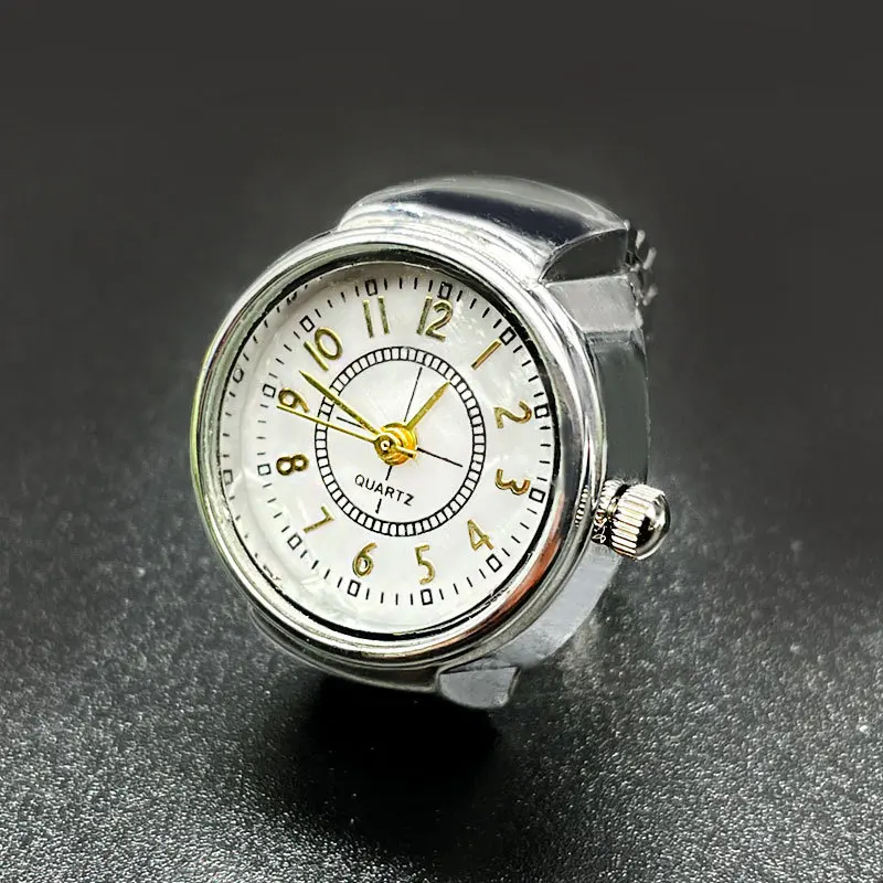 Finger Watches Selling Round Golden Silvery Quartz Men's And Women's Simple Ring Watches