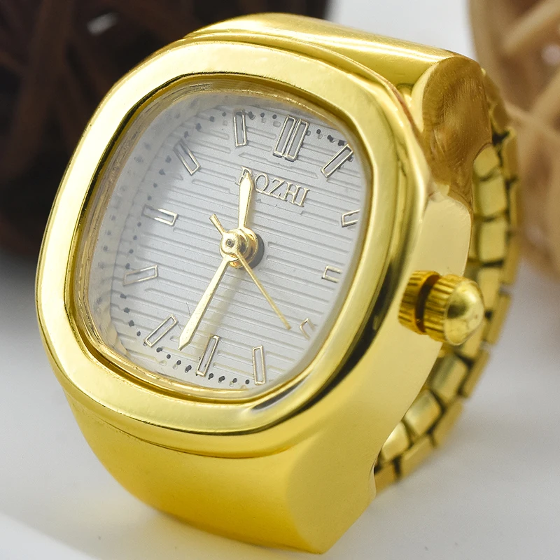 Ring Quartz Watch New Hot Sales Creative Alloy Shell Finger Square Dial Couple Men And Women