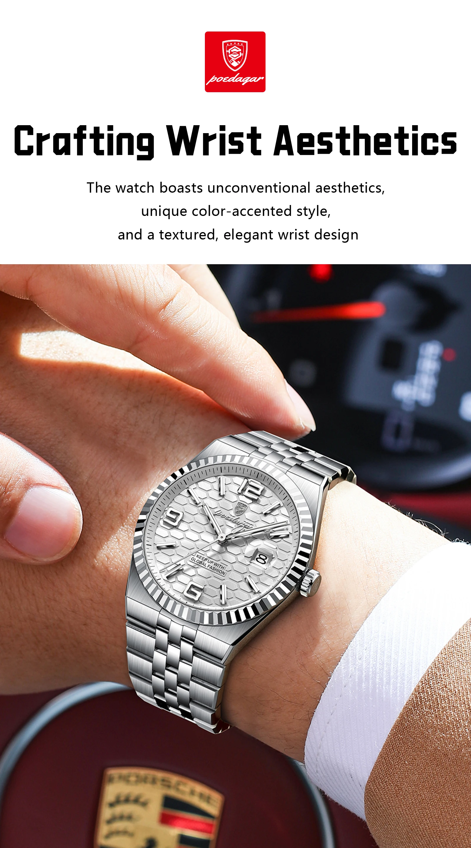 POEDAGAR Casual Top Men Clock Waterproof Luminous Date Luxury Man Watch Stainless Steel Quartz Fashion Men's Watches Couple Gift