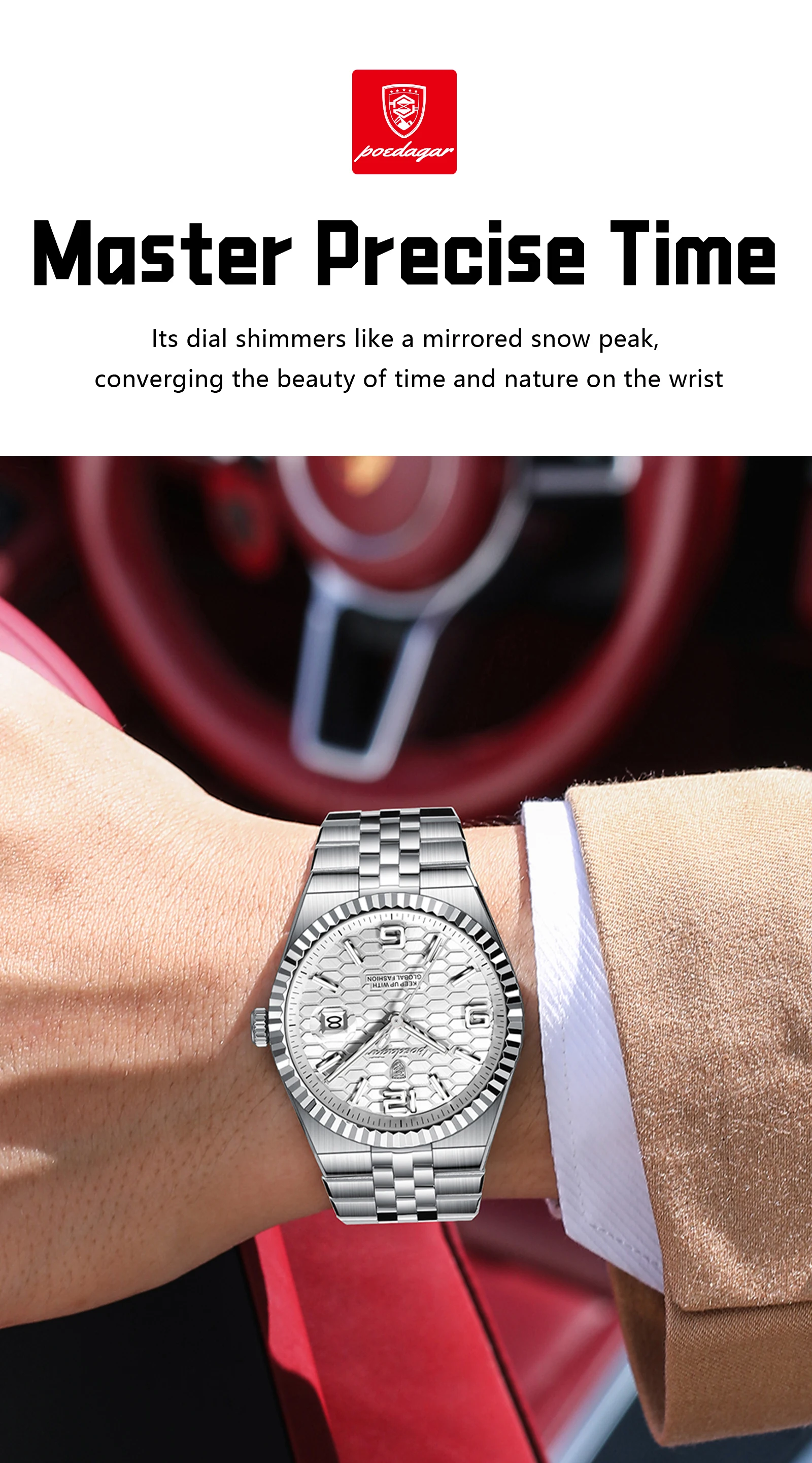 POEDAGAR Casual Top Men Clock Waterproof Luminous Date Luxury Man Watch Stainless Steel Quartz Fashion Men's Watches Couple Gift