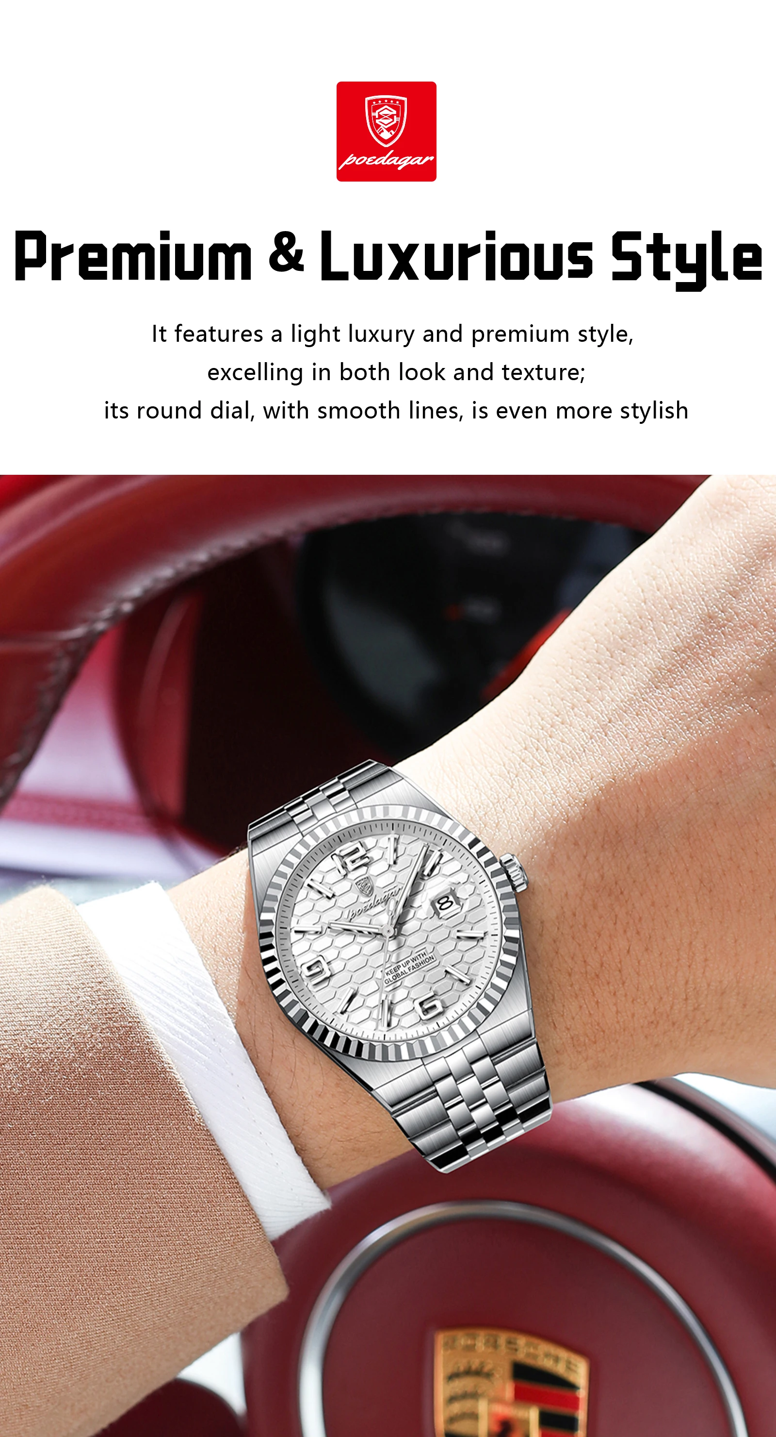 POEDAGAR Casual Top Men Clock Waterproof Luminous Date Luxury Man Watch Stainless Steel Quartz Fashion Men's Watches Couple Gift