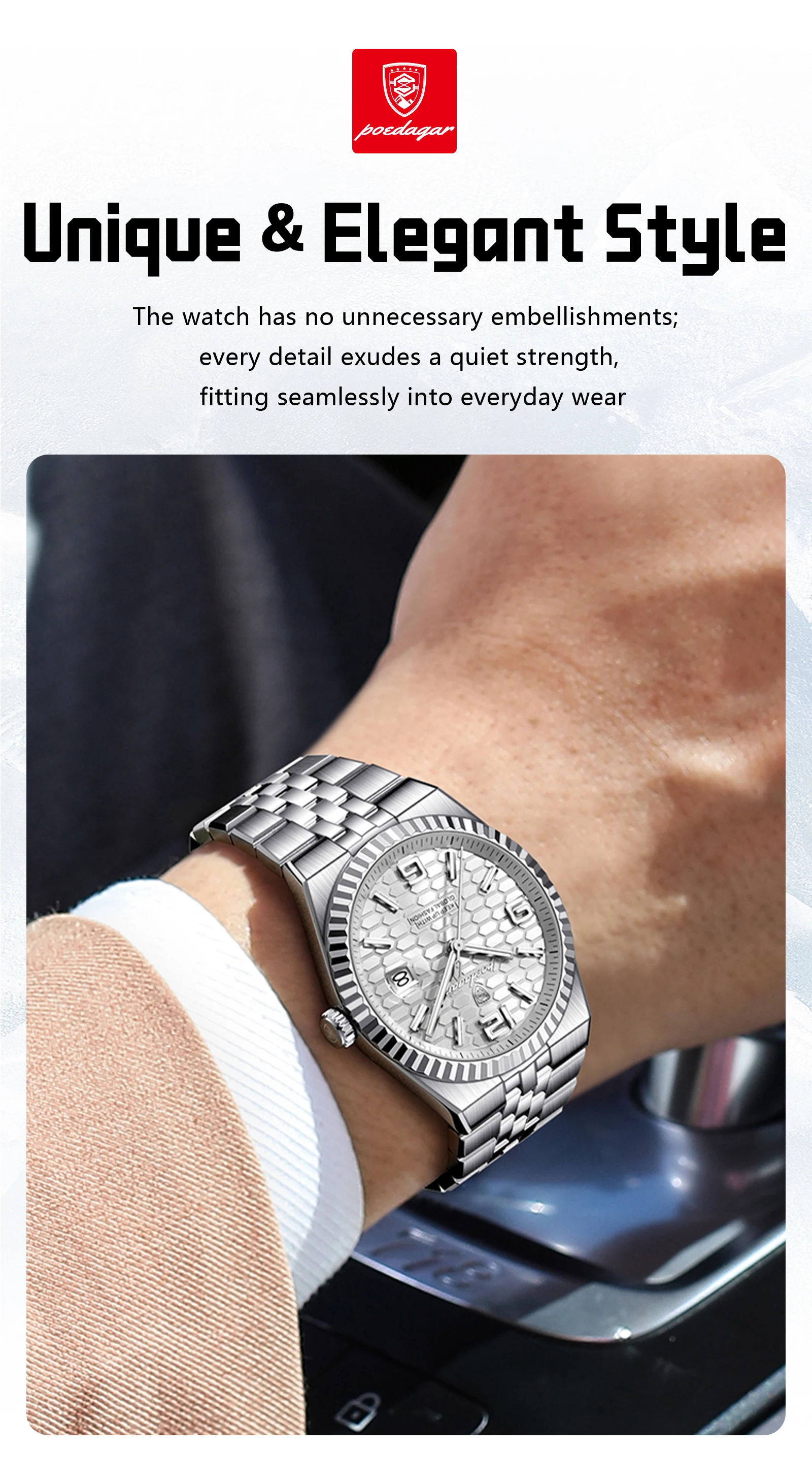 POEDAGAR Casual Top Men Clock Waterproof Luminous Date Luxury Man Watch Stainless Steel Quartz Fashion Men's Watches Couple Gift