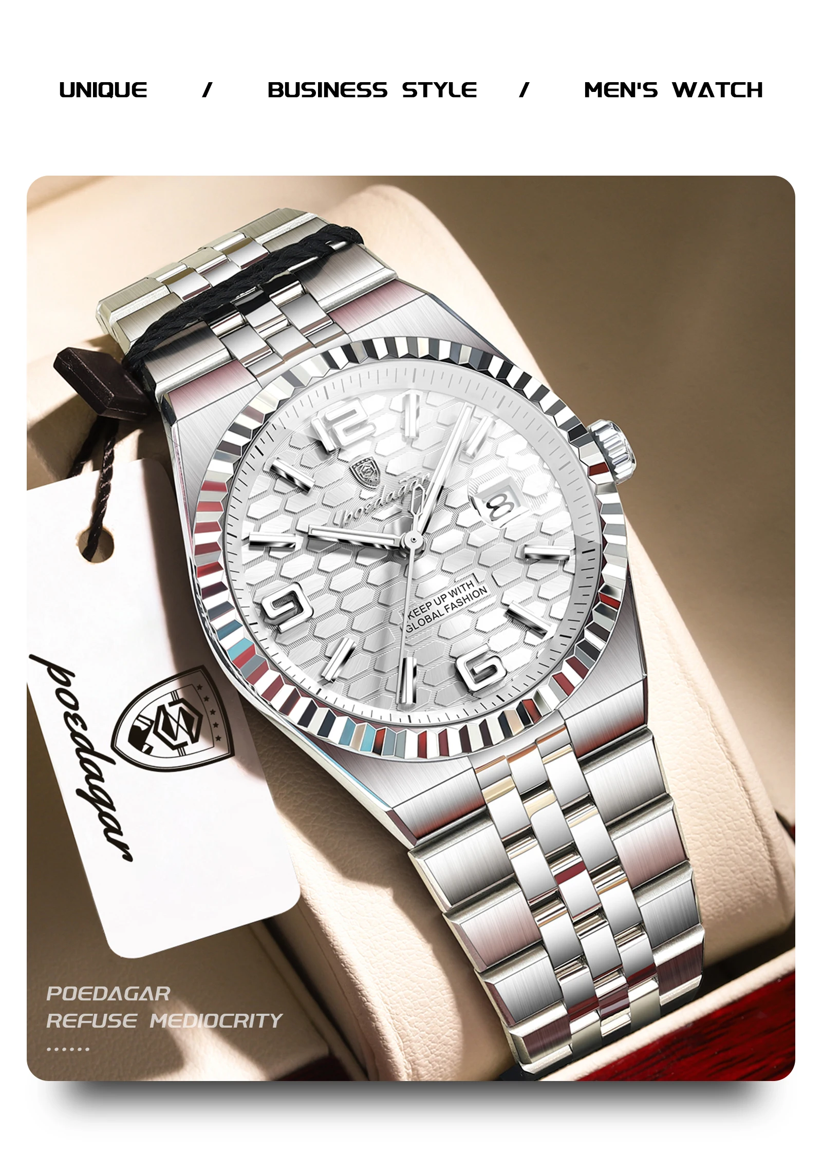 POEDAGAR Casual Top Men Clock Waterproof Luminous Date Luxury Man Watch Stainless Steel Quartz Fashion Men's Watches Couple Gift
