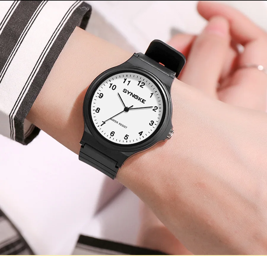 Synoke Couple watches Student Minimalist Fashion Quartz Watch Boys and Girls Waterproof Sports Watch Large Digital Display