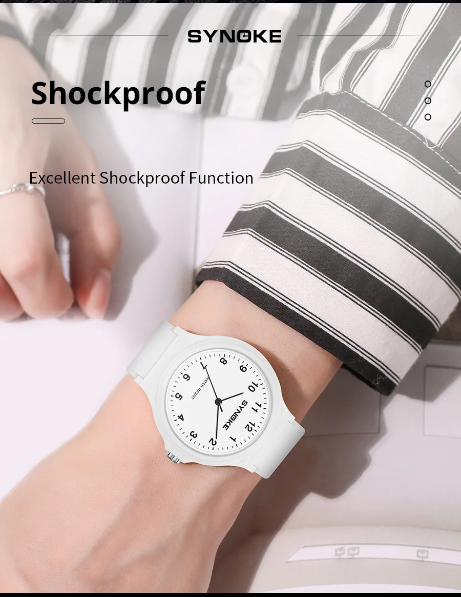 Synoke Couple watches Student Minimalist Fashion Quartz Watch Boys and Girls Waterproof Sports Watch Large Digital Display