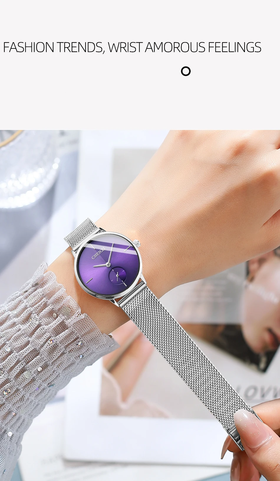 CHENXI Luxury Waterproof Men Women Quartz Watch Fashion Casual Stainless Steel Mesh Belt Couple Premium Wristwatch for Gift