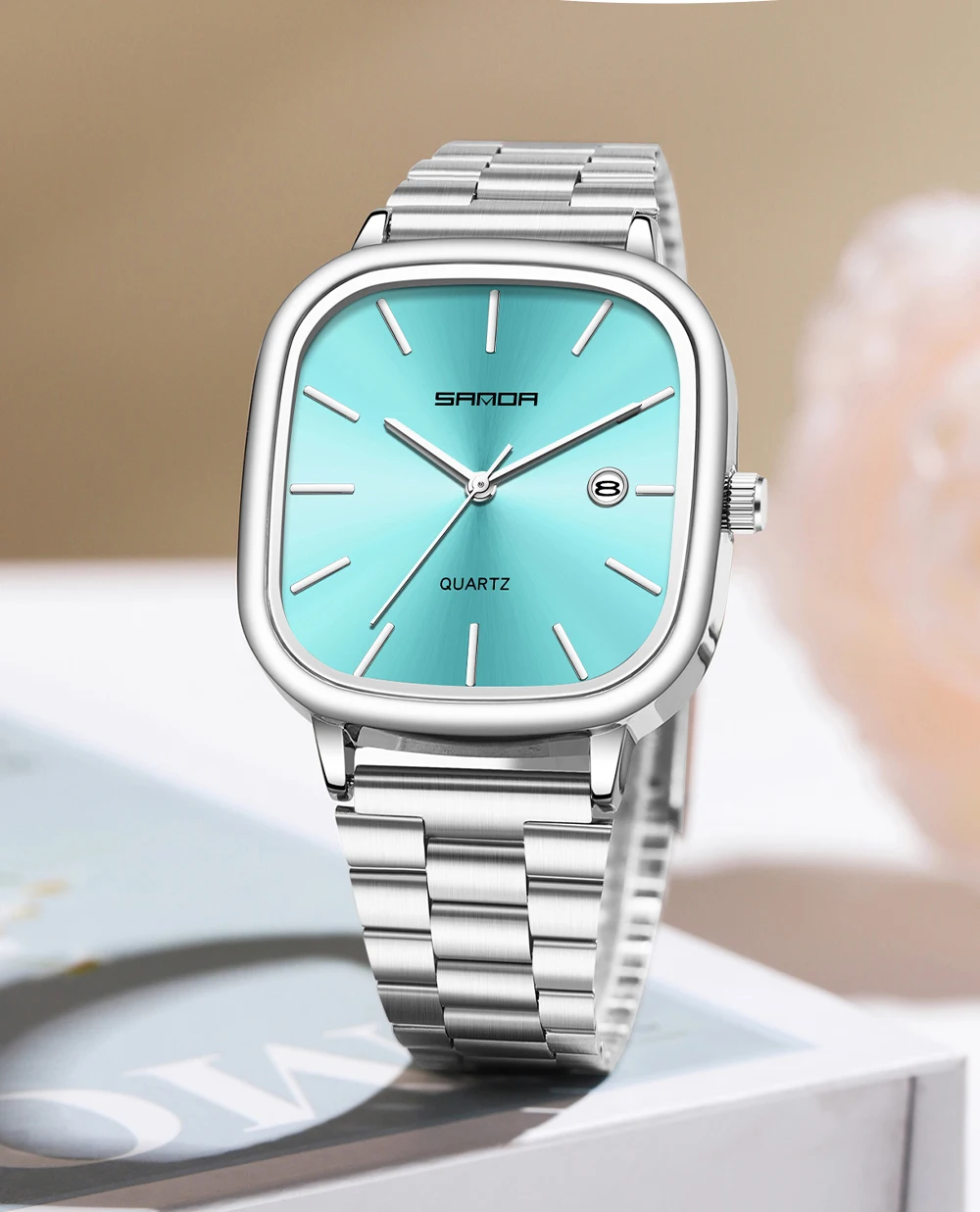Sanda 2026 Couple Quartz Watch Men's and Women's Square Watch 3ATM Waterproof Calendar Simple and Elegant Women's Watch 3278