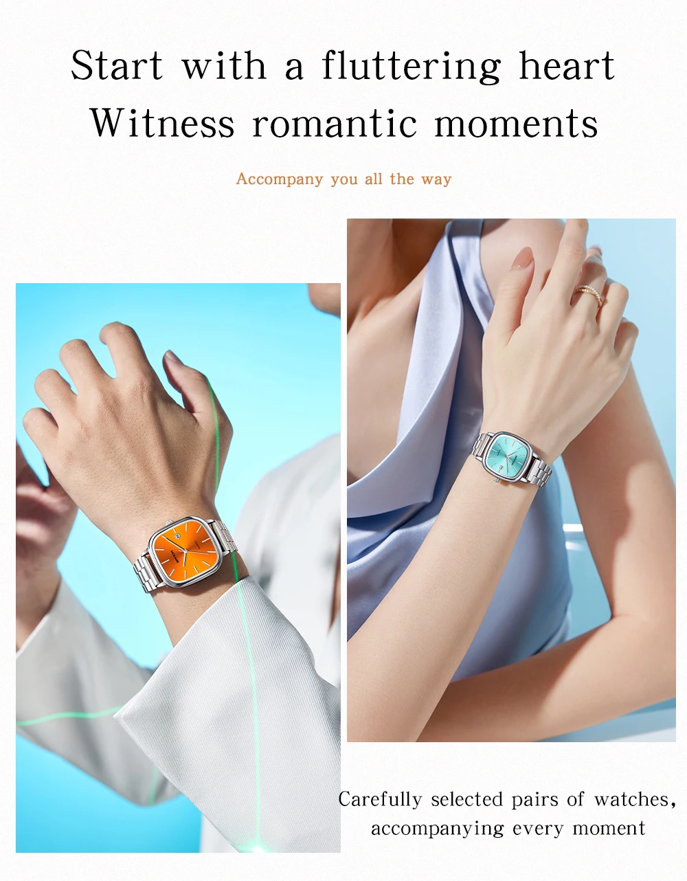 Sanda 2026 Couple Quartz Watch Men's and Women's Square Watch 3ATM Waterproof Calendar Simple and Elegant Women's Watch 3278