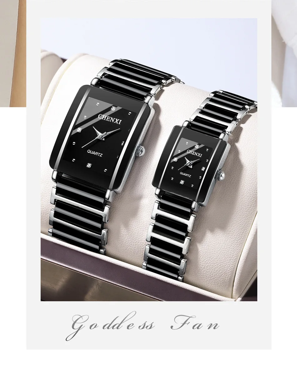 CHENXI 104A Top Brand Luxury Couple Watch Men's and Women's Imitation Ceramic Strap Exquisite Date Watches Relojes Para Damas