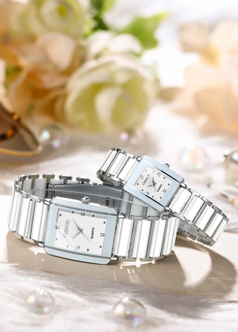 CHENXI 104A Top Brand Luxury Couple Watch Men's and Women's Imitation Ceramic Strap Exquisite Date Watches Relojes Para Damas