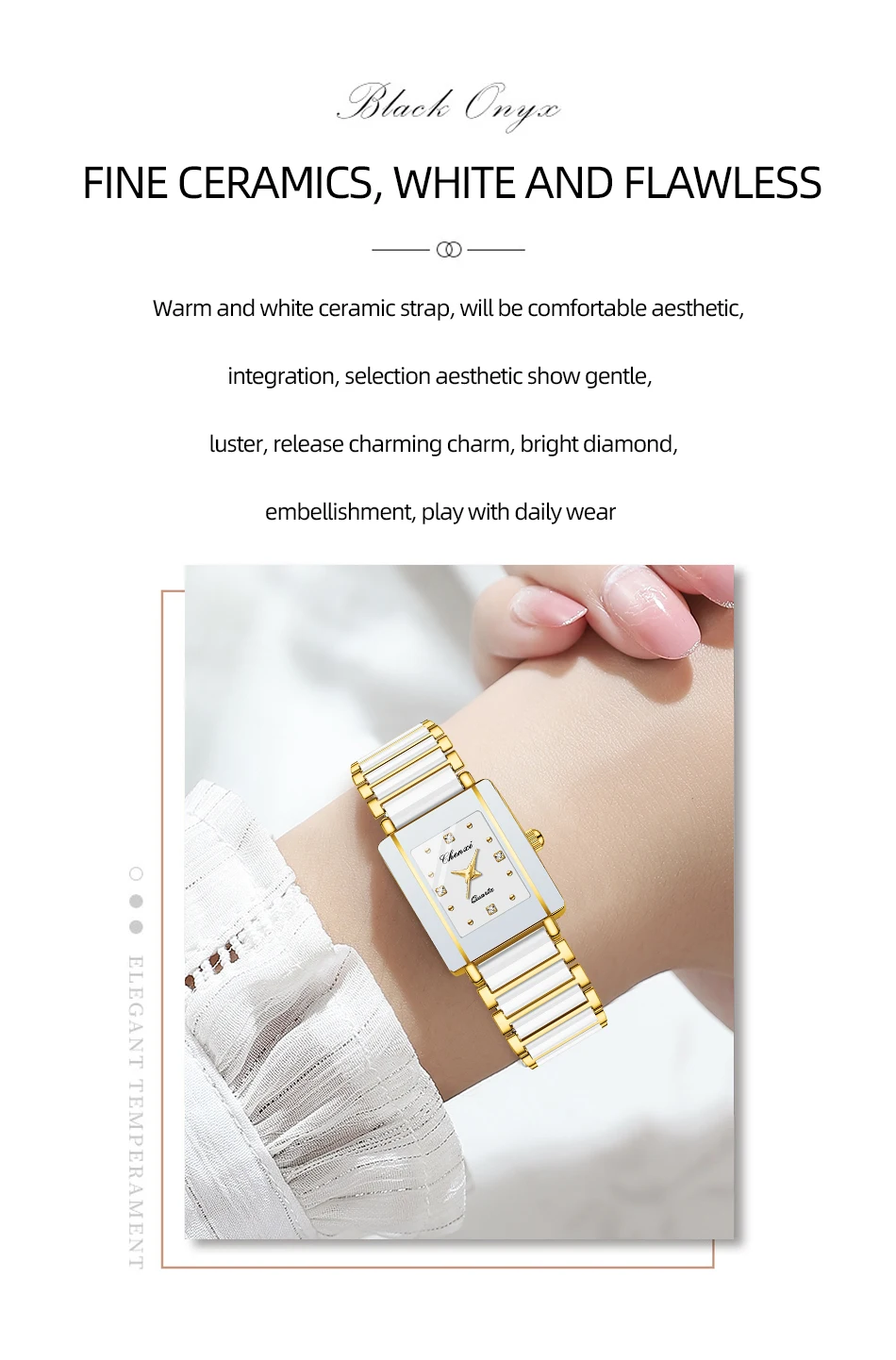 CHENXI 104A Top Brand Luxury Couple Watch Men's and Women's Imitation Ceramic Strap Exquisite Date Watches Relojes Para Damas