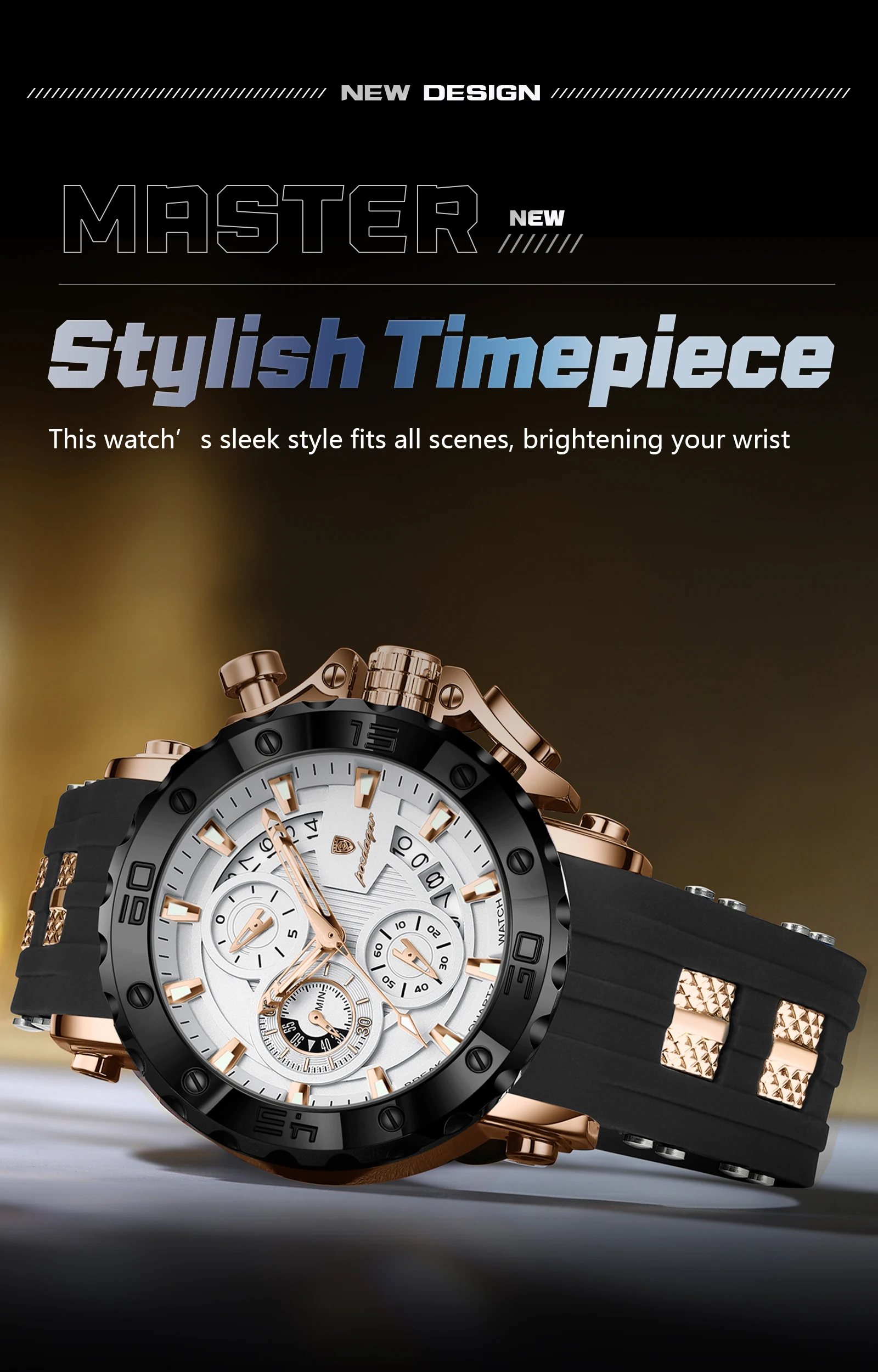 POEDAGAR Top Luxury Men Clock Sport Luminous Waterproof Chronograph Date Watch For Man Silicone Strap Quartz Men's Watches Reloj